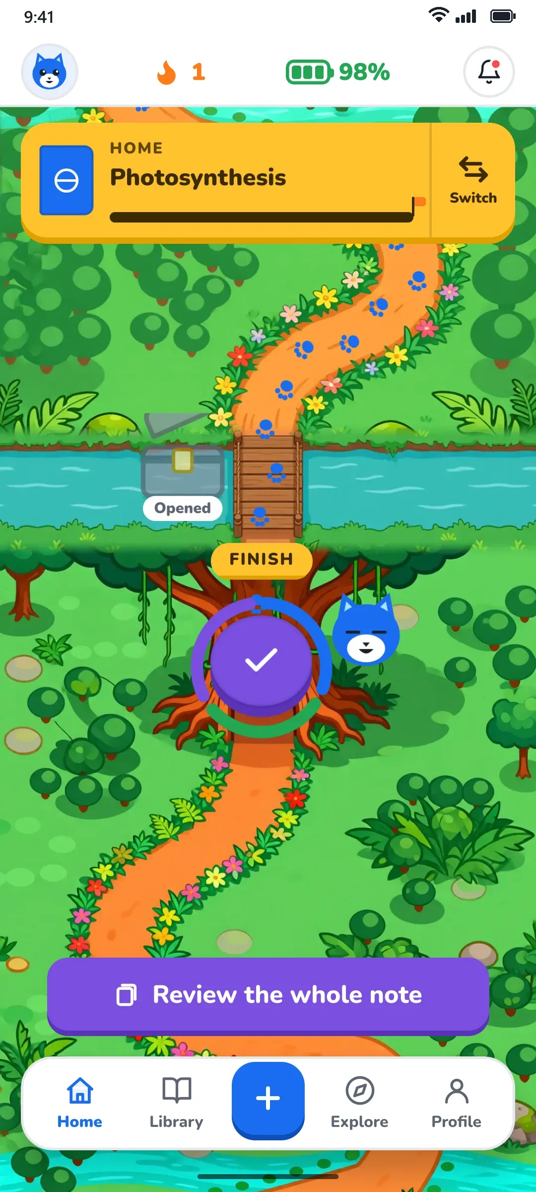 A jungle trail map for a Photosynthesis note with Remi at the finish.